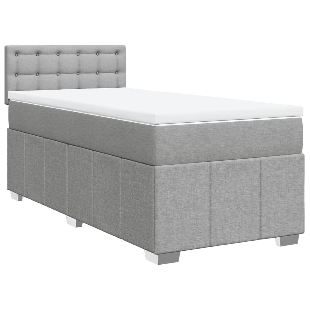 Κρεβάτι Boxspring με Στρώμα Ανοιχτό Γκρι 100x200 εκ. Υφασμάτινο - Pakobazaar