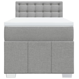 Κρεβάτι Boxspring με Στρώμα Ανοιχτό Γκρι 100x200 εκ. Υφασμάτινο - Pakobazaar