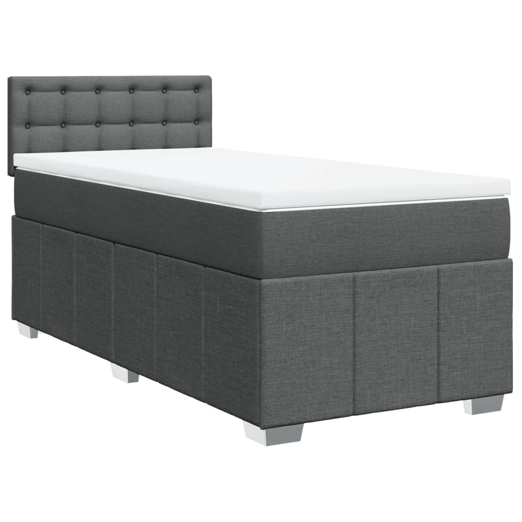 Κρεβάτι Boxspring με Στρώμα Σκούρο Γκρι 100x200 εκ. Υφασμάτινο - Pakobazaar