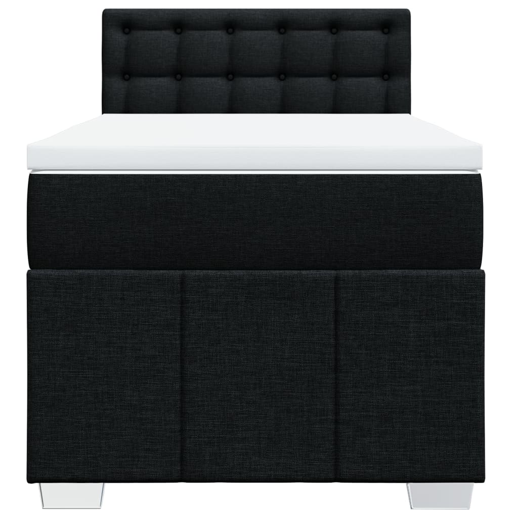 Κρεβάτι Boxspring με Στρώμα Μαύρο 100 x 200 εκ. Υφασμάτινο - Pakobazaar
