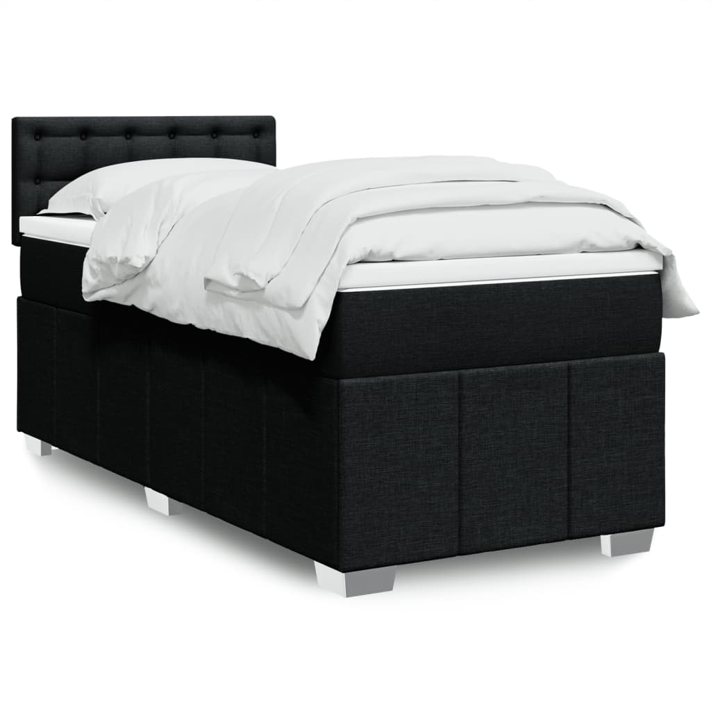 Κρεβάτι Boxspring με Στρώμα Μαύρο 100 x 200 εκ. Υφασμάτινο - Pakobazaar