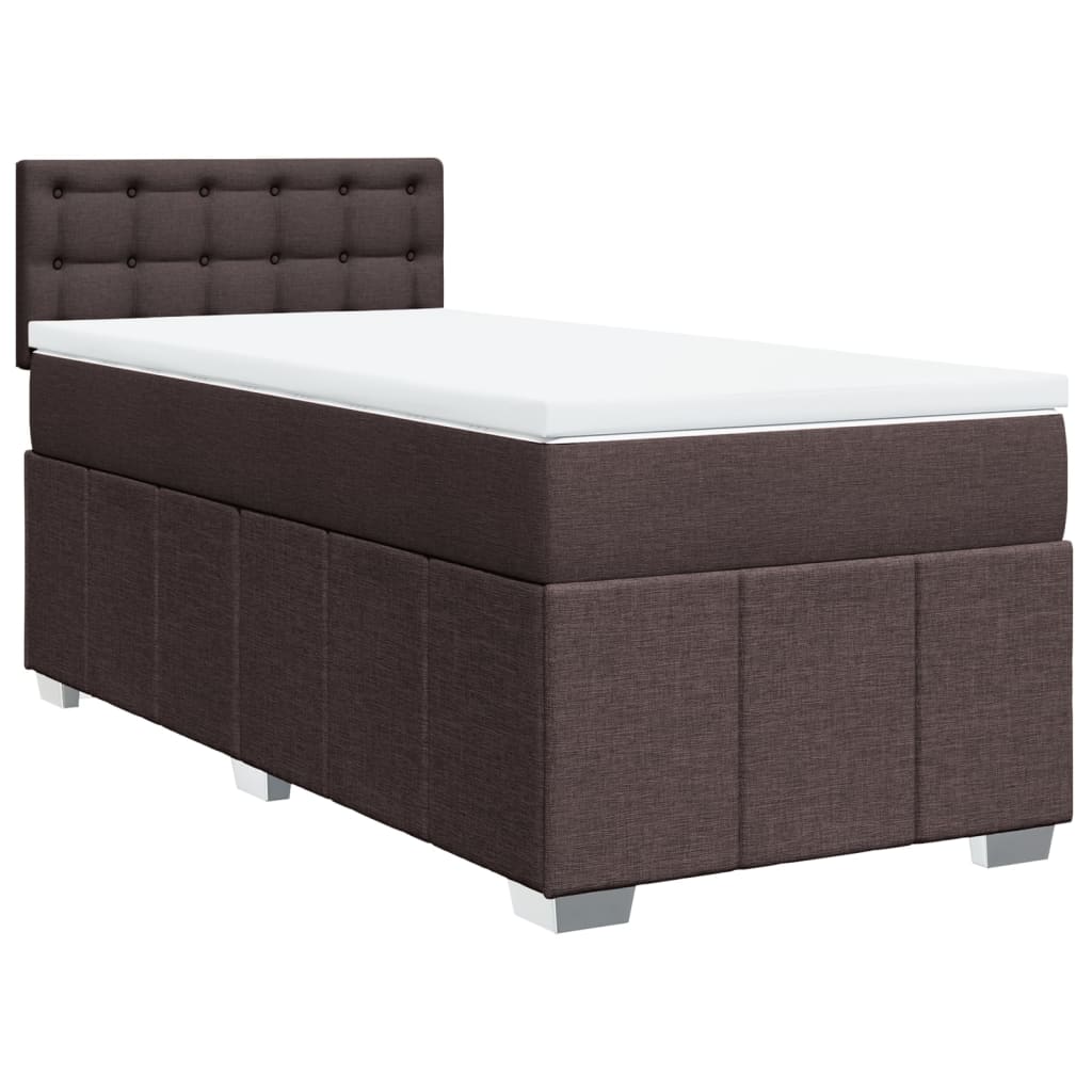 Κρεβάτι Boxspring με Στρώμα Σκούρο Καφέ 100x200 εκ. Υφασμάτινο - Pakobazaar