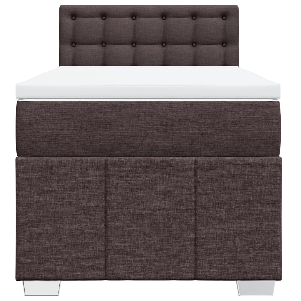 Κρεβάτι Boxspring με Στρώμα Σκούρο Καφέ 100x200 εκ. Υφασμάτινο - Pakobazaar