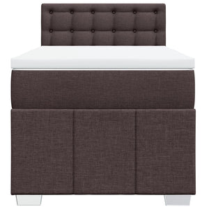Κρεβάτι Boxspring με Στρώμα Σκούρο Καφέ 100x200 εκ. Υφασμάτινο - Pakobazaar