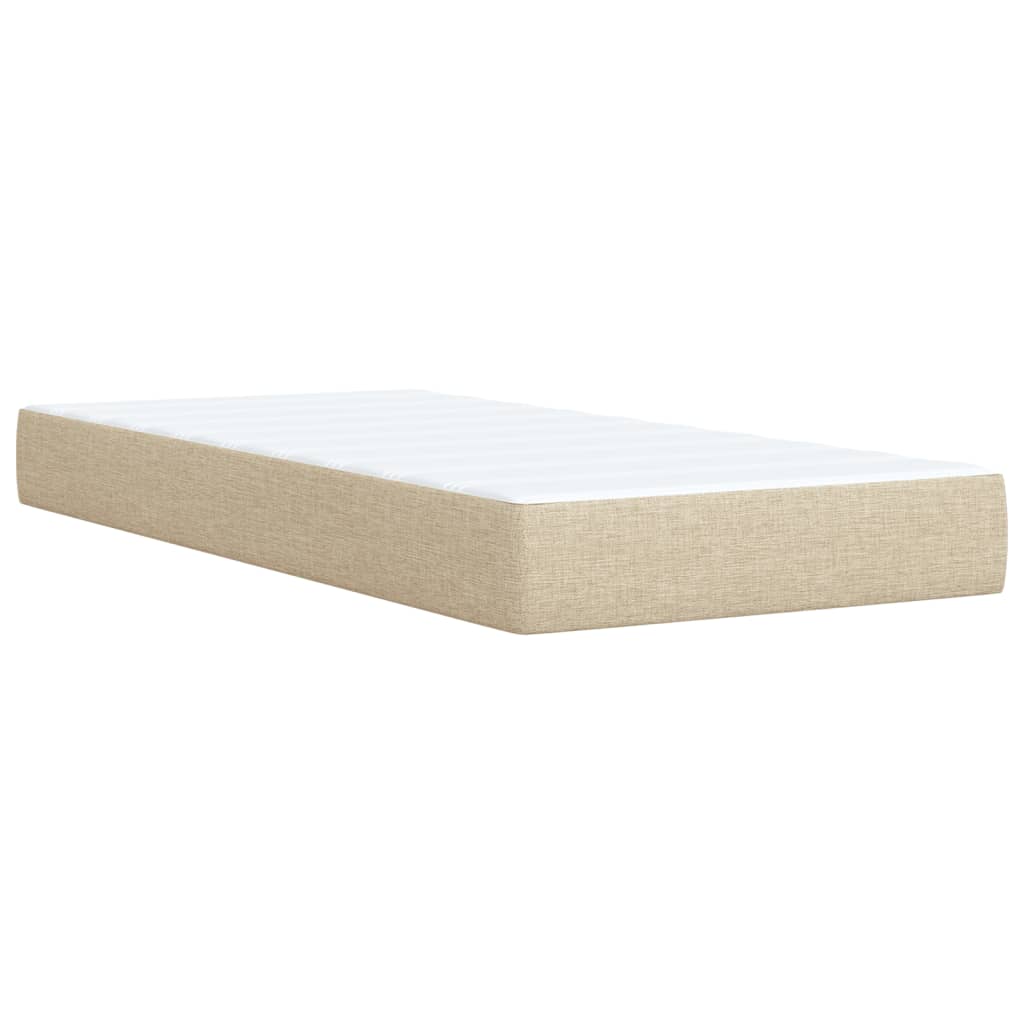 Κρεβάτι Boxspring με Στρώμα Κρεμ 100 x 200 εκ. Υφασμάτινο - Pakobazaar