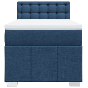 Κρεβάτι Boxspring με Στρώμα Μπλε 100 x 200 εκ. Υφασμάτινο - Pakobazaar