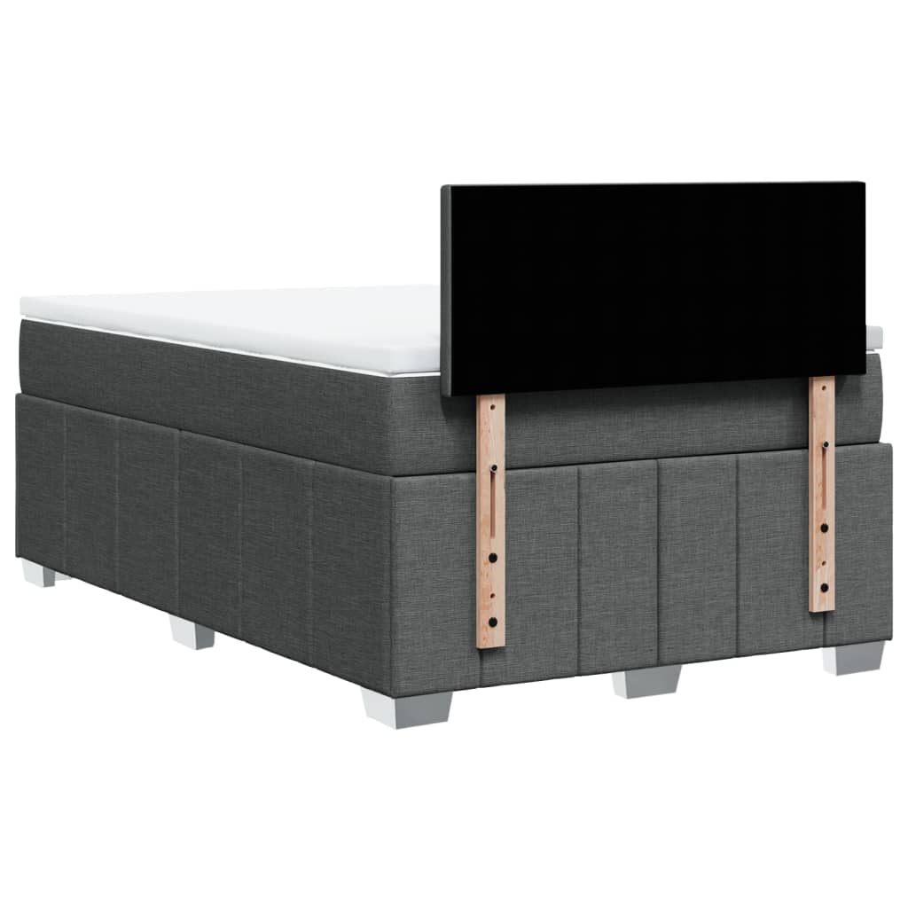 Κρεβάτι Boxspring με Στρώμα Σκούρο Γκρι 120x190 εκ Υφασμάτινο
