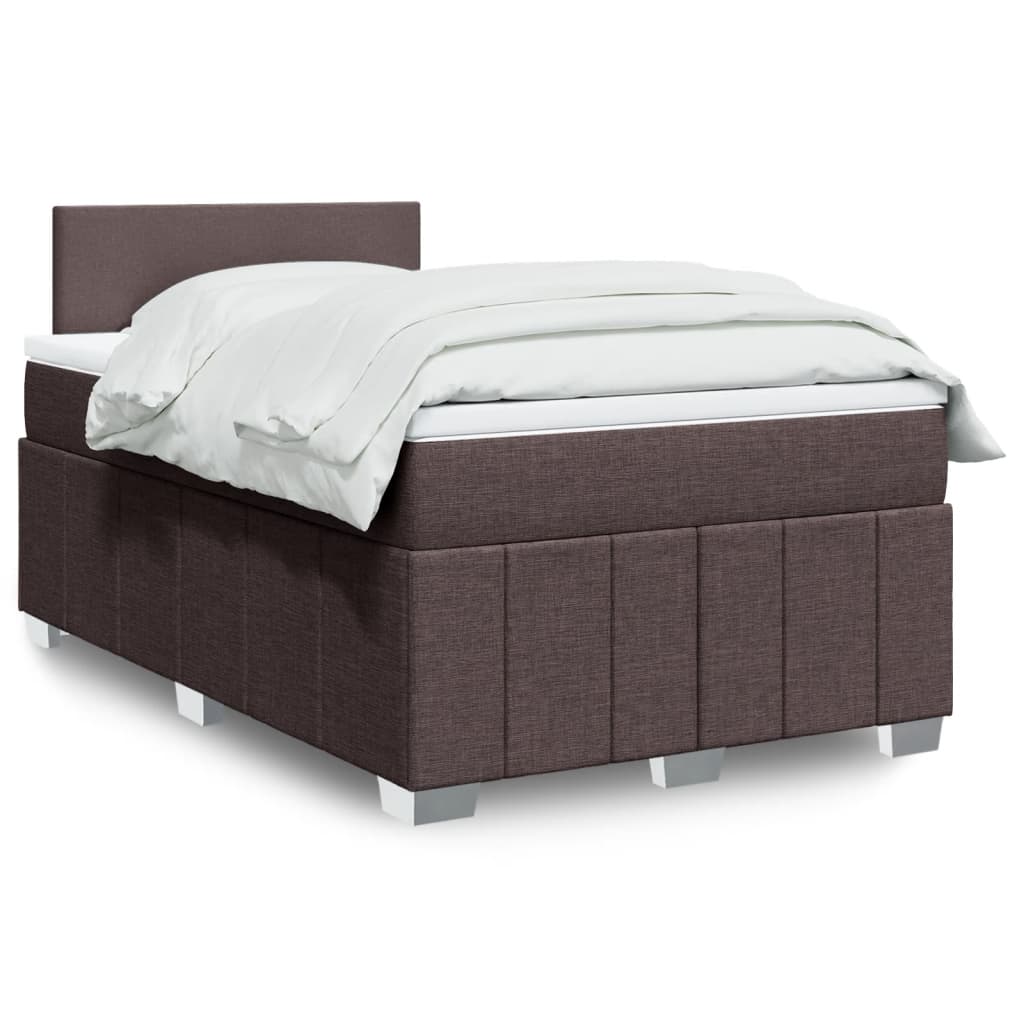 Κρεβάτι Boxspring με Στρώμα Σκούρο Καφέ 120x190 εκ Υφασμάτινο