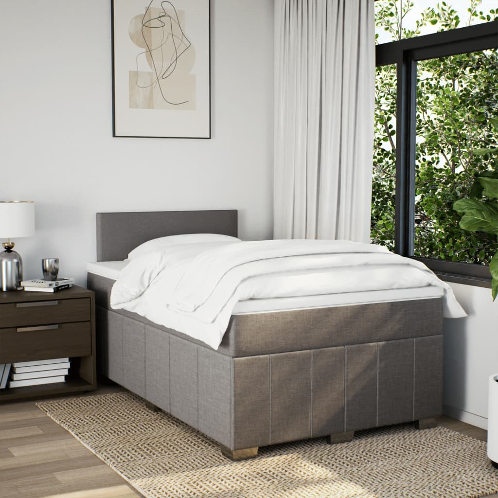 Κρεβάτι Boxspring με Στρώμα Taupe 120x190 εκ. Υφασμάτινο - Pakobazaar