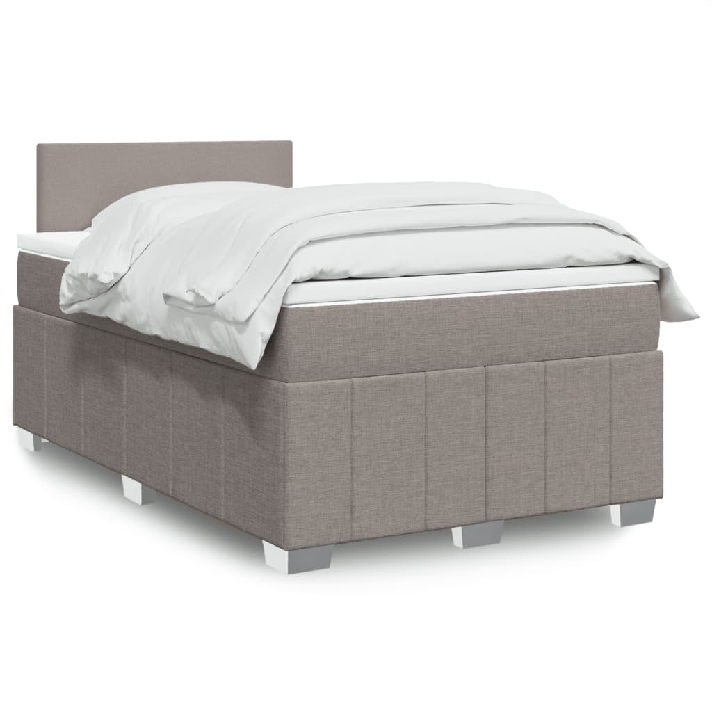 Κρεβάτι Boxspring με Στρώμα Taupe 120x190 εκ. Υφασμάτινο - Pakobazaar