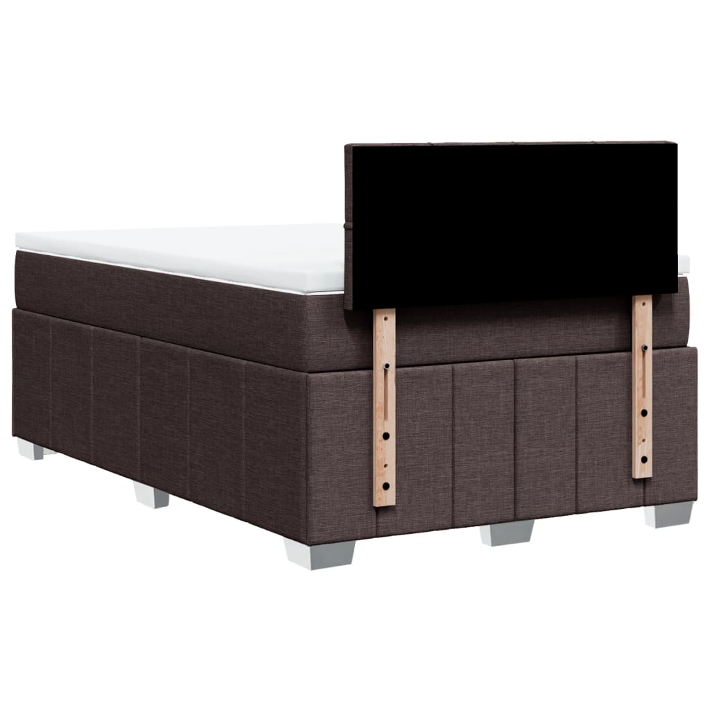 Κρεβάτι Boxspring με Στρώμα Σκούρο Καφέ 120x190 εκ Υφασμάτινο