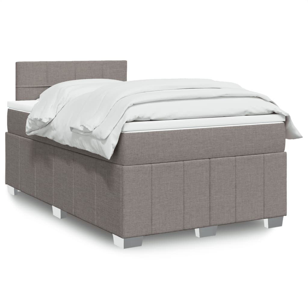 Κρεβάτι Boxspring με Στρώμα Taupe 120x190 εκ. Υφασμάτινο - Pakobazaar