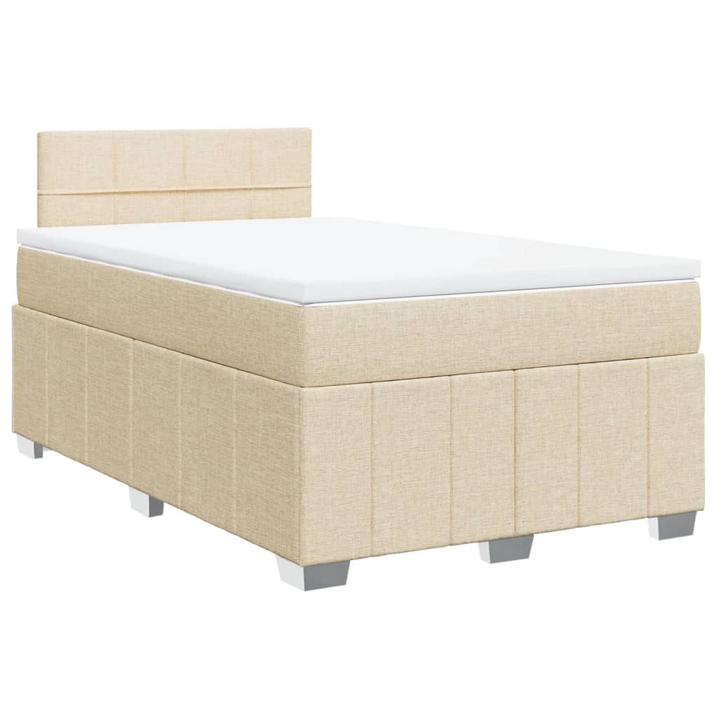 Κρεβάτι Boxspring με Στρώμα Κρεμ 120x190 εκ. Υφασμάτινο - Pakobazaar