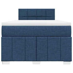 Κρεβάτι Boxspring με Στρώμα Μπλε 120x190 εκ. Υφασμάτινο - Pakobazaar