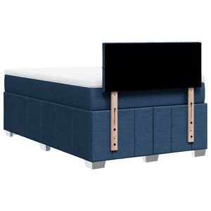 Κρεβάτι Boxspring με Στρώμα Μπλε 120x190 εκ. Υφασμάτινο - Pakobazaar