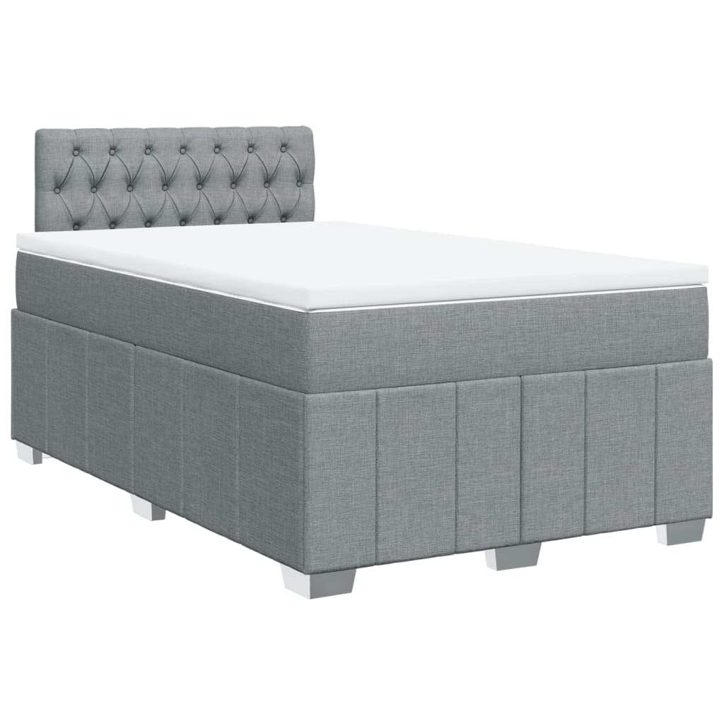Κρεβάτι Boxspring με Στρώμα Ανοιχτό Γκρι 120x190 εκ. Υφασμάτινο - Pakobazaar