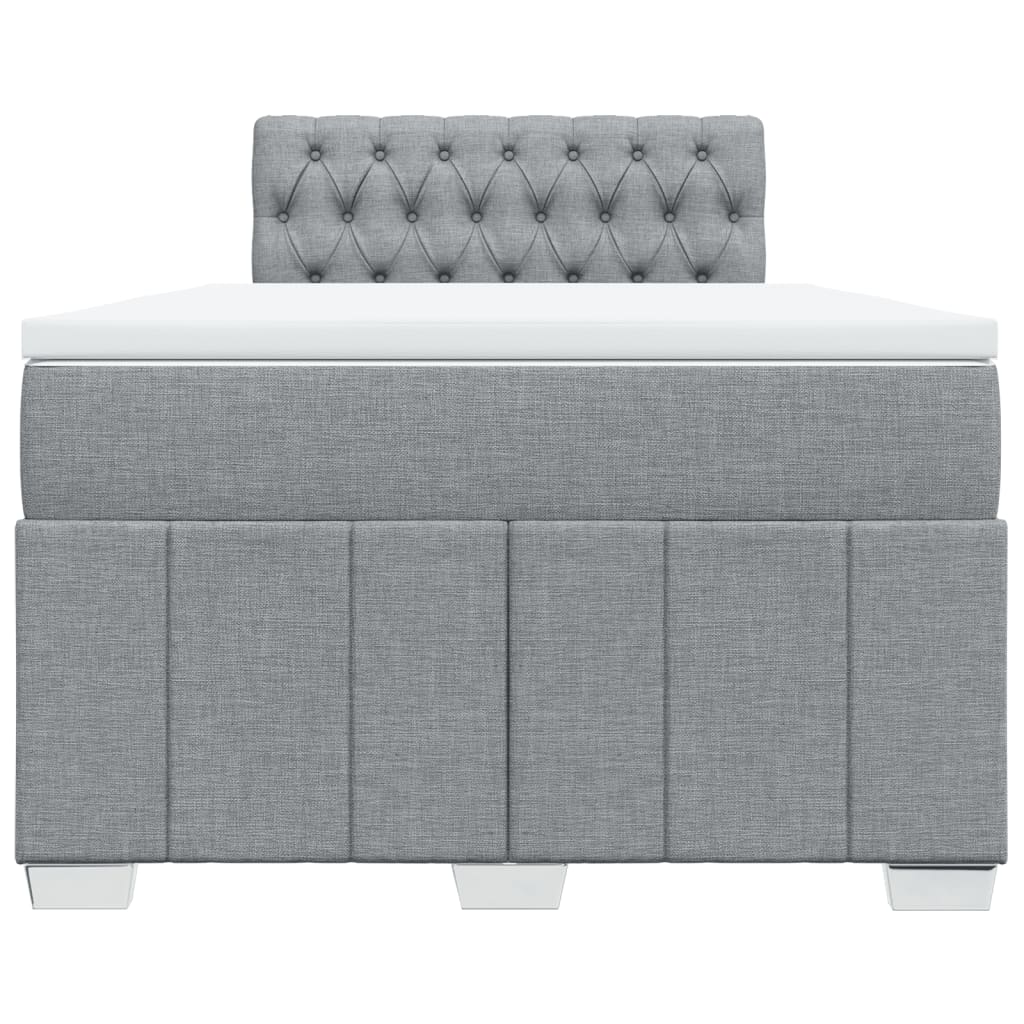 Κρεβάτι Boxspring με Στρώμα Ανοιχτό Γκρι 120x190 εκ. Υφασμάτινο - Pakobazaar