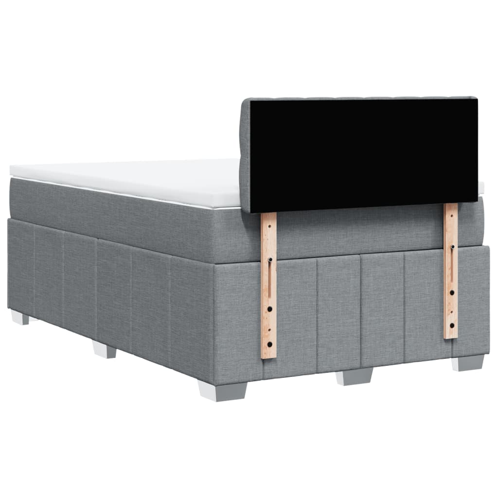 Κρεβάτι Boxspring με Στρώμα Ανοιχτό Γκρι 120x190 εκ. Υφασμάτινο - Pakobazaar