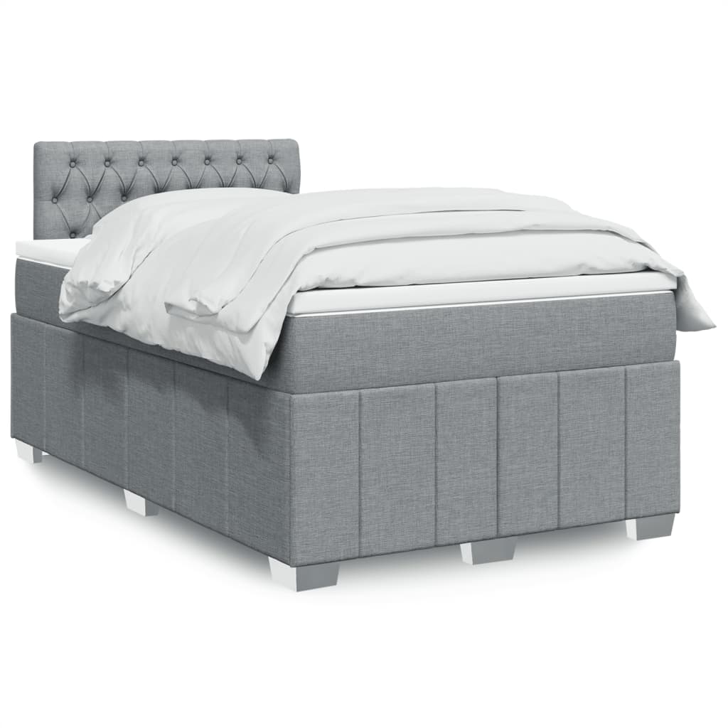 Κρεβάτι Boxspring με Στρώμα Ανοιχτό Γκρι 120x190 εκ. Υφασμάτινο - Pakobazaar