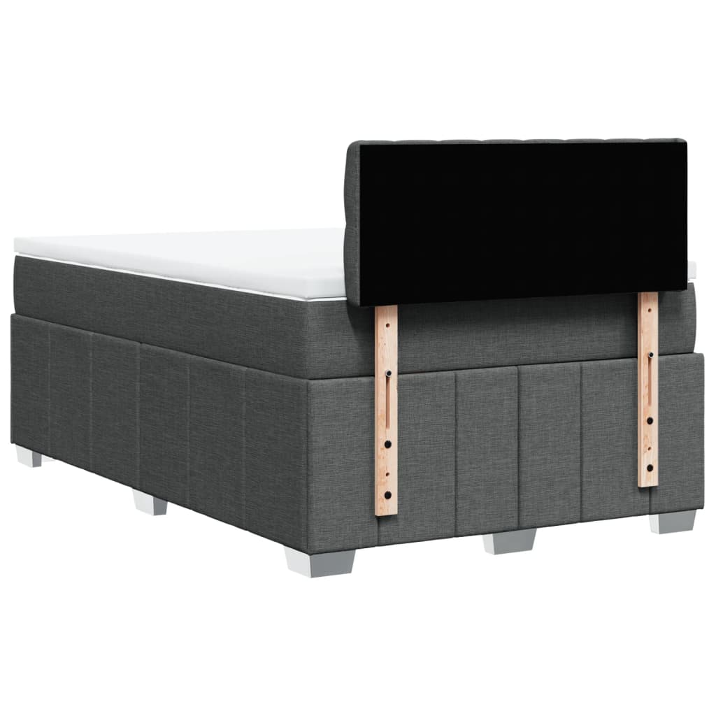 Κρεβάτι Boxspring με Στρώμα Σκούρο Γκρι 120x190 εκ Υφασμάτινο