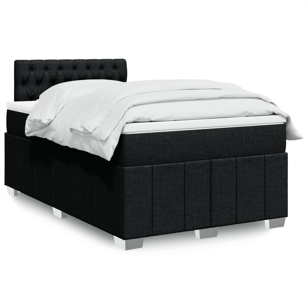 Κρεβάτι Boxspring με Στρώμα Μαύρο 120x190 εκ. Υφασμάτινο
