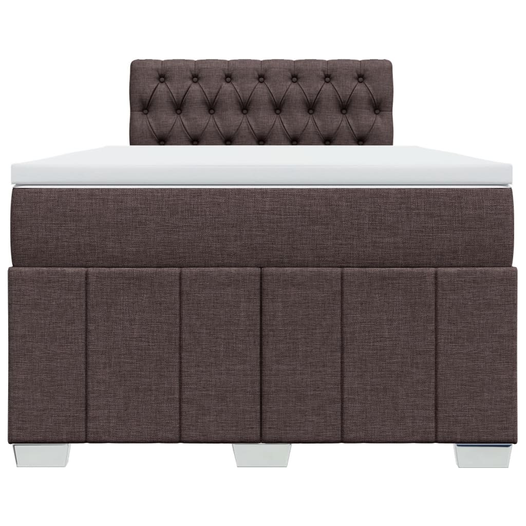 Κρεβάτι Boxspring με Στρώμα Σκούρο Καφέ 120x190 εκ Υφασμάτινο