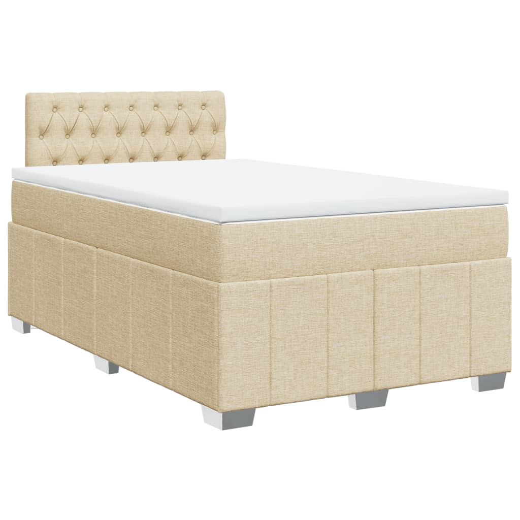 Κρεβάτι Boxspring με Στρώμα Κρεμ 120x190 εκ. Υφασμάτινο - Pakobazaar