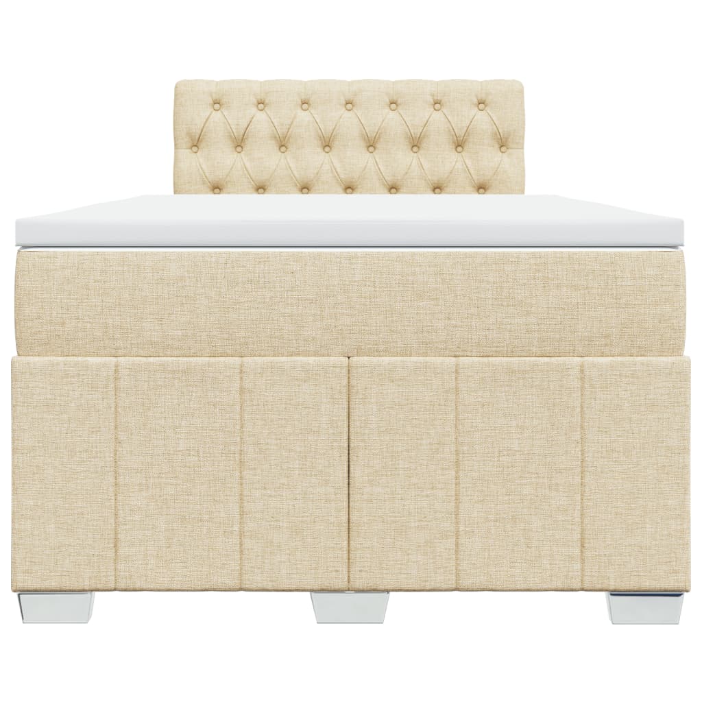 Κρεβάτι Boxspring με Στρώμα Κρεμ 120x190 εκ. Υφασμάτινο - Pakobazaar