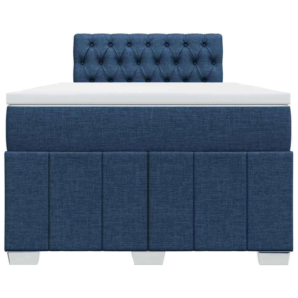 Κρεβάτι Boxspring με Στρώμα Μπλε 120x190 εκ. Υφασμάτινο - Pakobazaar