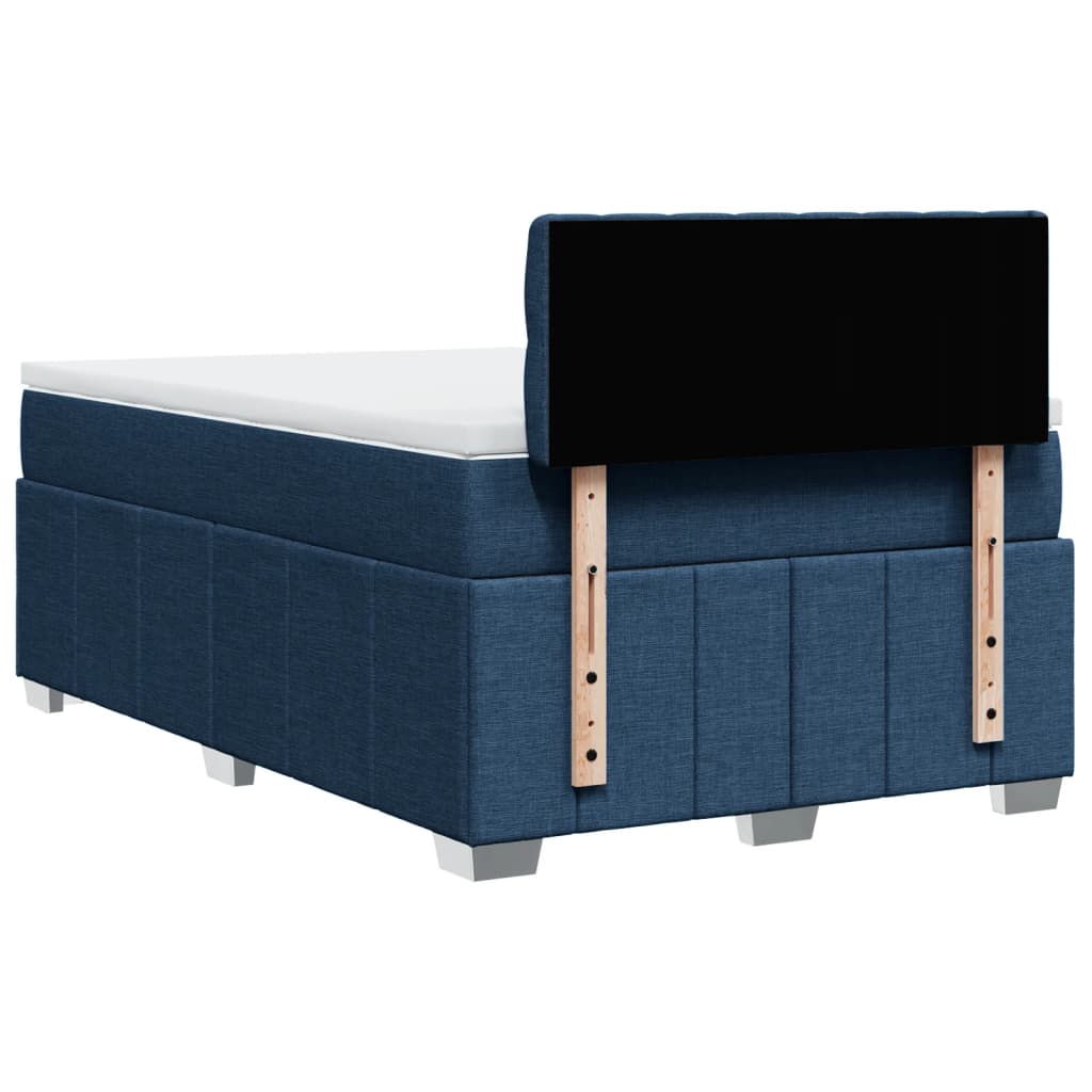 Κρεβάτι Boxspring με Στρώμα Μπλε 120x190 εκ. Υφασμάτινο - Pakobazaar