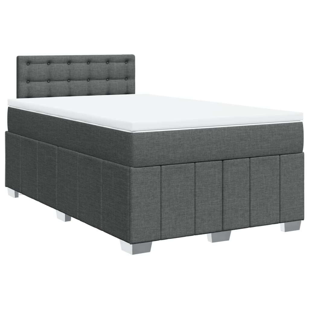 Κρεβάτι Boxspring με Στρώμα Σκούρο Γκρι 120x190 εκ Υφασμάτινο