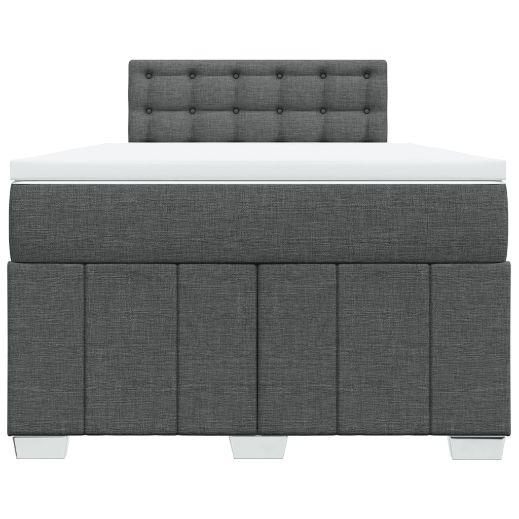 Κρεβάτι Boxspring με Στρώμα Σκούρο Γκρι 120x190 εκ Υφασμάτινο