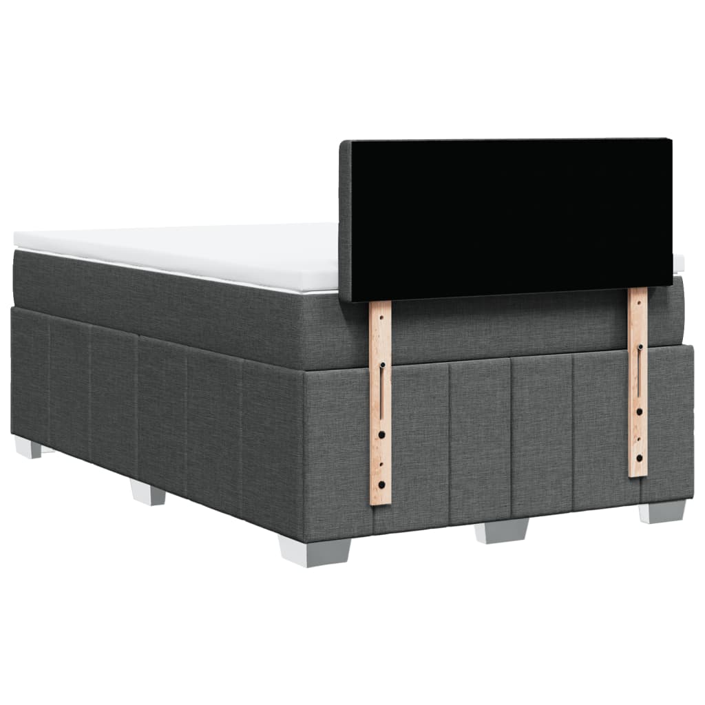 Κρεβάτι Boxspring με Στρώμα Σκούρο Γκρι 120x190 εκ Υφασμάτινο