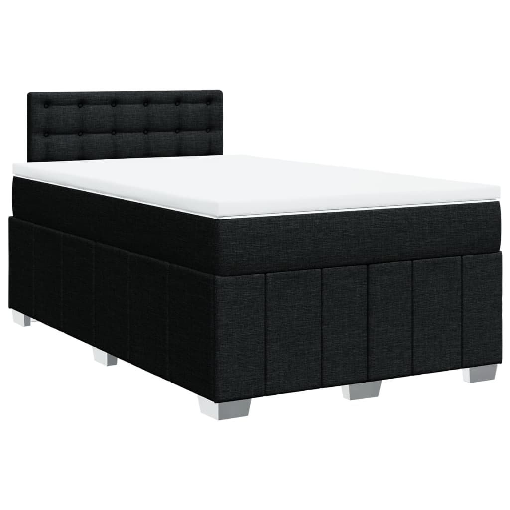 Κρεβάτι Boxspring με Στρώμα Μαύρο 120x190 εκ. Υφασμάτινο - Pakobazaar