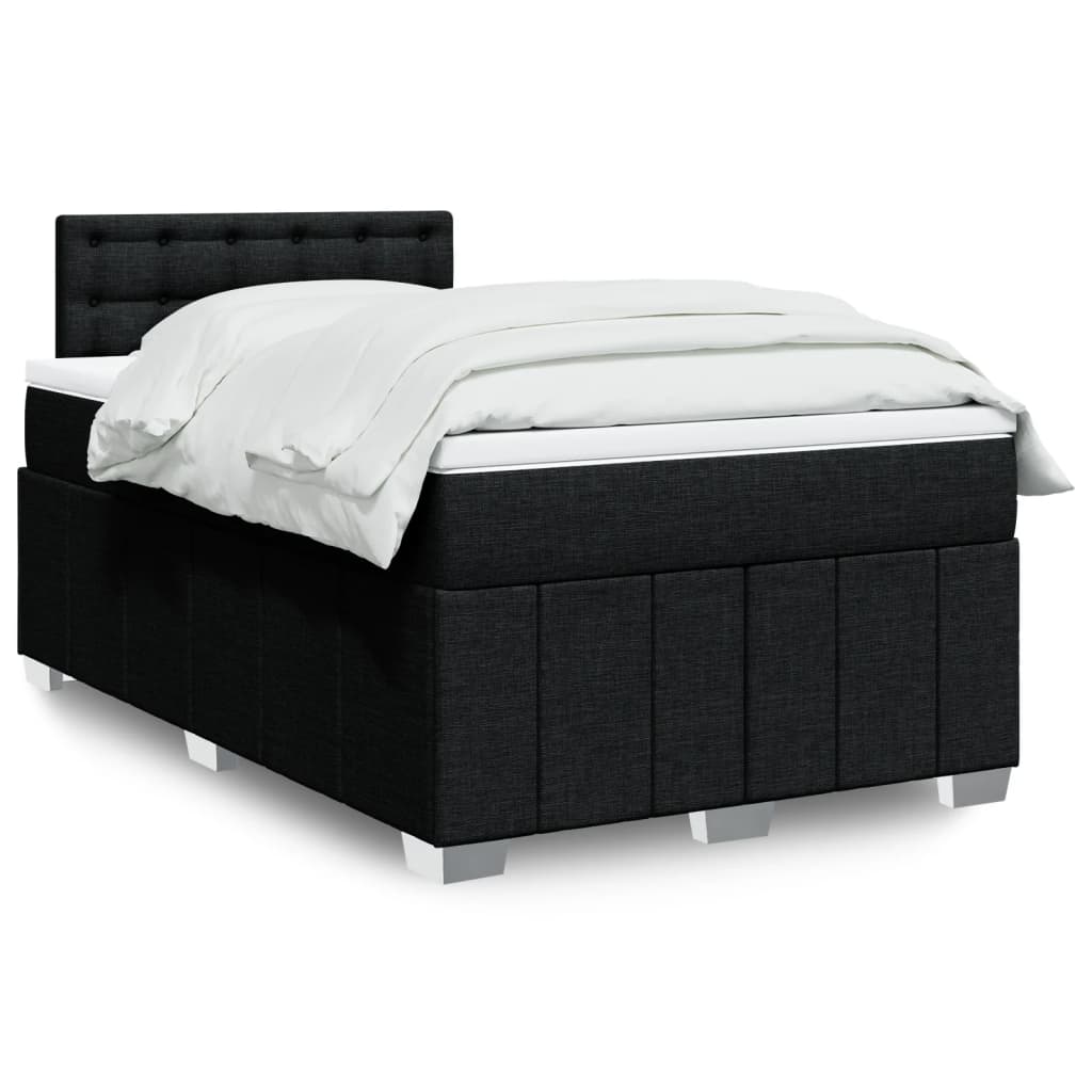 Κρεβάτι Boxspring με Στρώμα Μαύρο 120x190 εκ. Υφασμάτινο - Pakobazaar