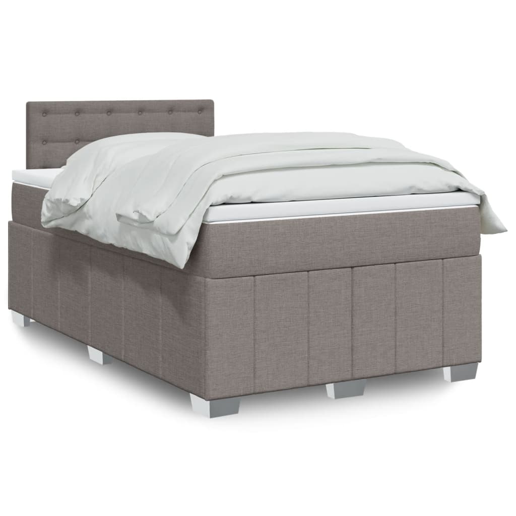 Κρεβάτι Boxspring με Στρώμα Taupe 120x190 εκ. Υφασμάτινο - Pakobazaar