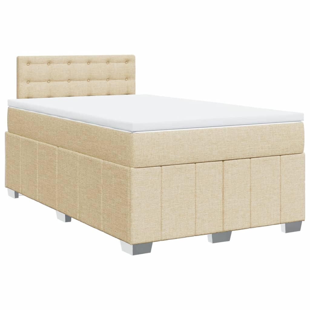 Κρεβάτι Boxspring με Στρώμα Κρεμ 120x190 εκ. Υφασμάτινο - Pakobazaar