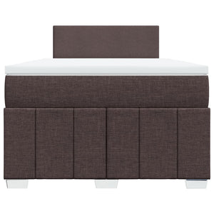 Κρεβάτι Boxspring με Στρώμα Σκούρο Καφέ 120x200 εκ. Υφασμάτινο - Pakobazaar