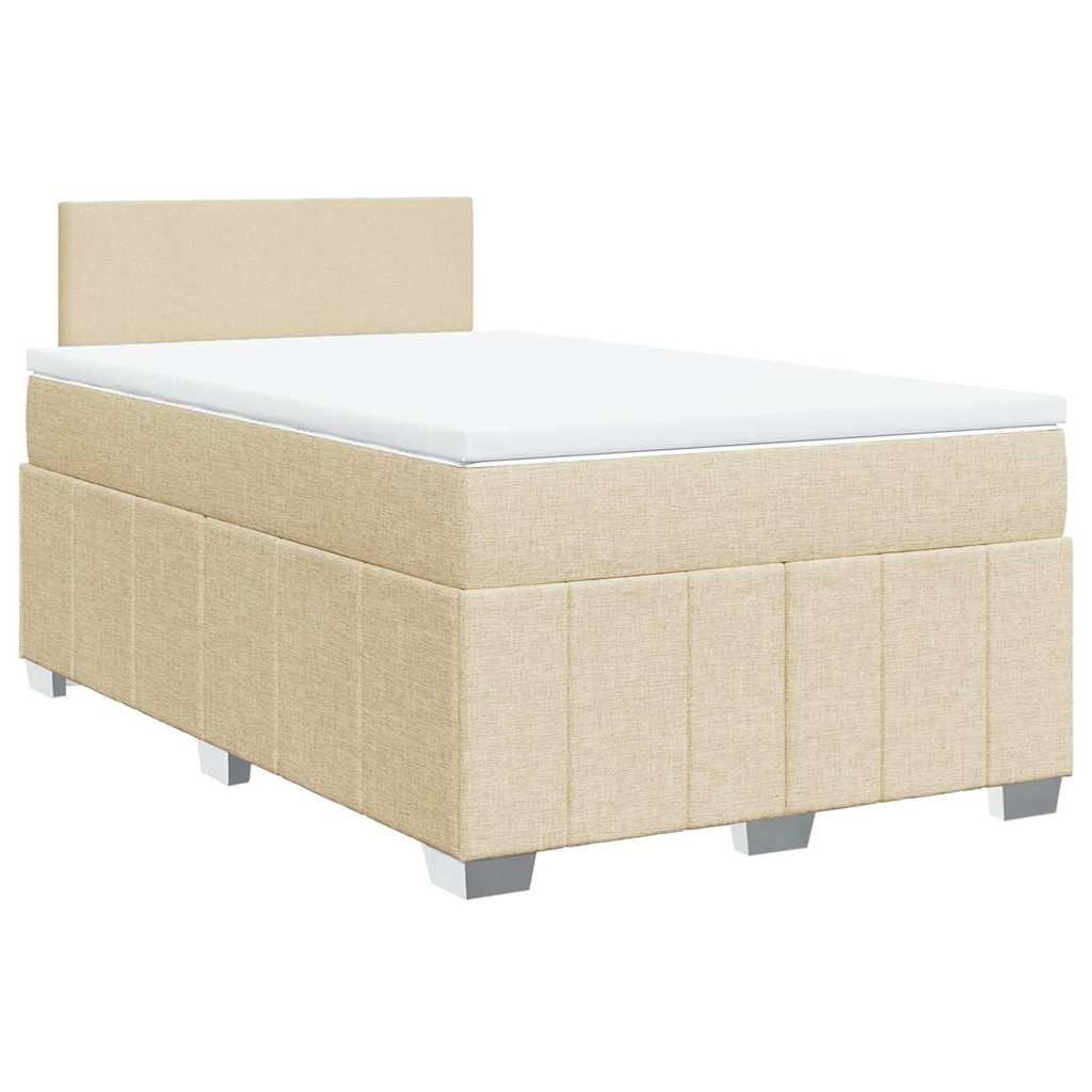 Κρεβάτι Boxspring με Στρώμα Κρεμ 120x200 εκ. Υφασμάτινο - Pakobazaar