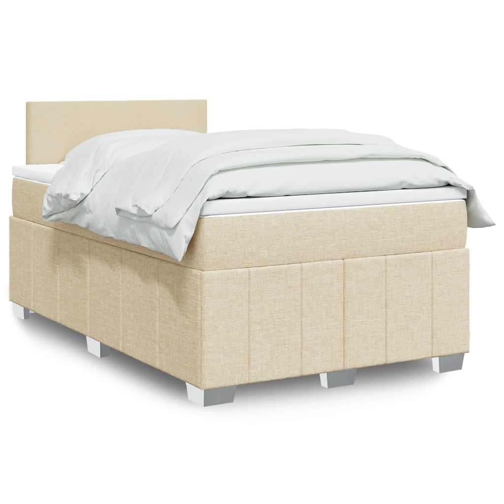 Κρεβάτι Boxspring με Στρώμα Κρεμ 120x200 εκ. Υφασμάτινο - Pakobazaar
