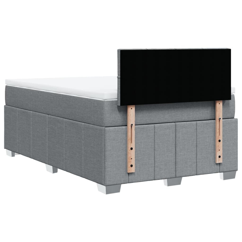 Κρεβάτι Boxspring με Στρώμα Ανοιχτό Γκρι 120x200 εκ. Υφασμάτινο - Pakobazaar