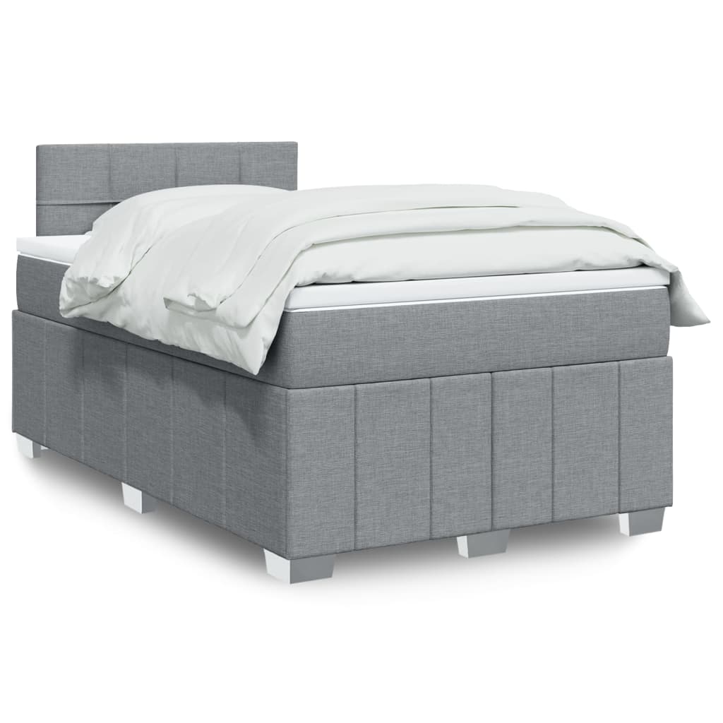 Κρεβάτι Boxspring με Στρώμα Ανοιχτό Γκρι 120x200 εκ. Υφασμάτινο - Pakobazaar