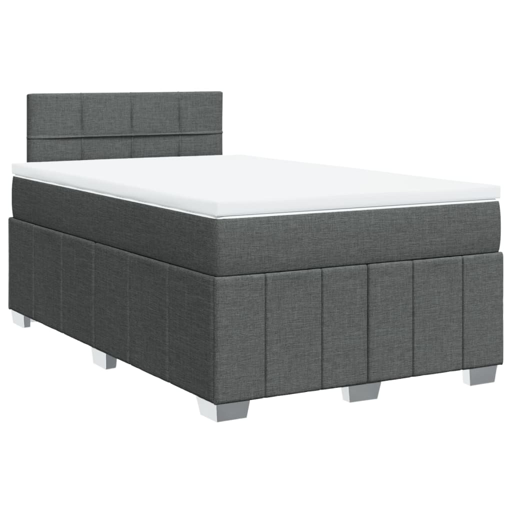Κρεβάτι Boxspring με Στρώμα Σκούρο Γκρι 120x200 εκ. Υφασμάτινο - Pakobazaar
