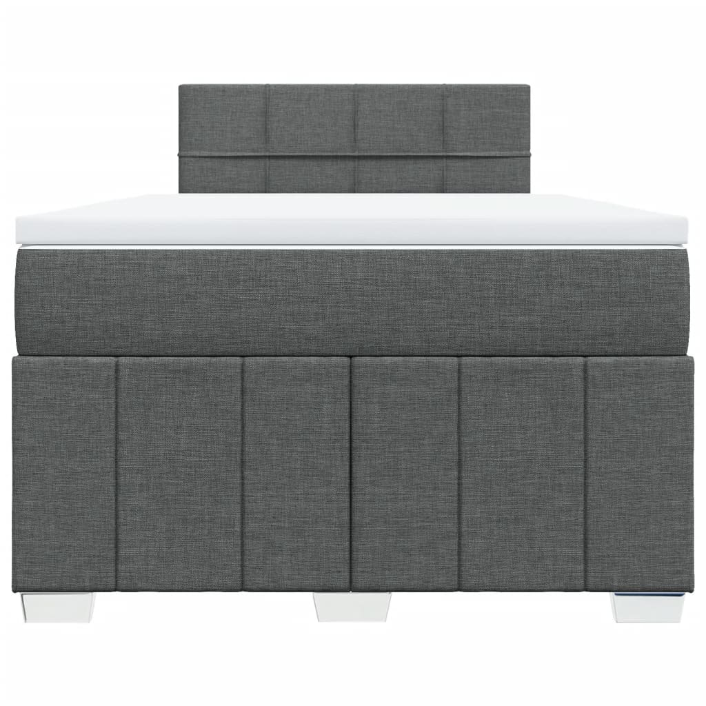 Κρεβάτι Boxspring με Στρώμα Σκούρο Γκρι 120x200 εκ. Υφασμάτινο - Pakobazaar