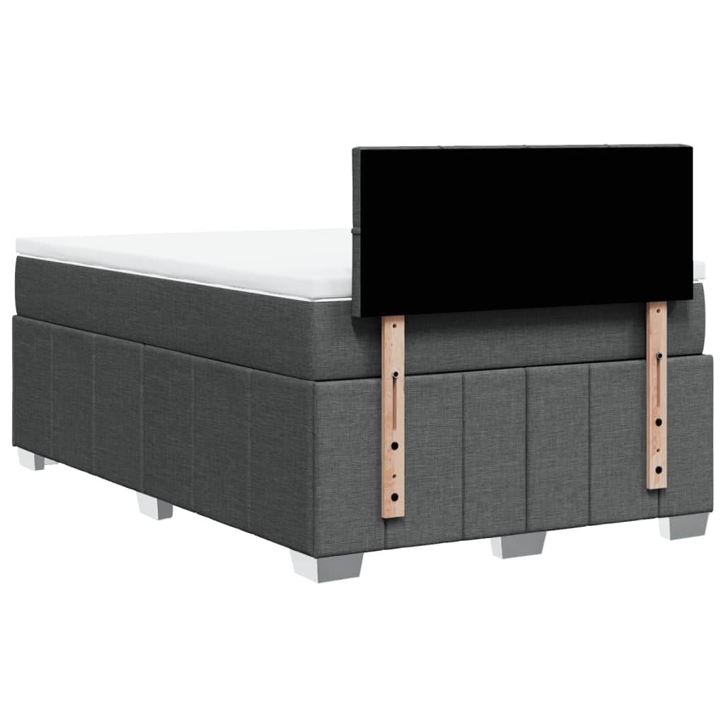 Κρεβάτι Boxspring με Στρώμα Σκούρο Γκρι 120x200 εκ. Υφασμάτινο - Pakobazaar