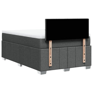 Κρεβάτι Boxspring με Στρώμα Σκούρο Γκρι 120x200 εκ. Υφασμάτινο - Pakobazaar