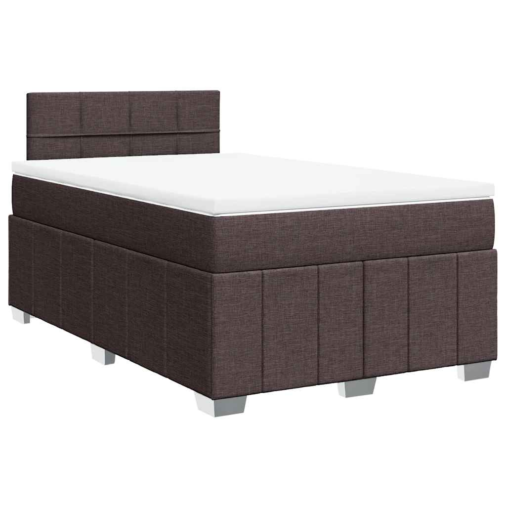 Κρεβάτι Boxspring με Στρώμα Σκούρο Καφέ 120x200 εκ. Υφασμάτινο - Pakobazaar