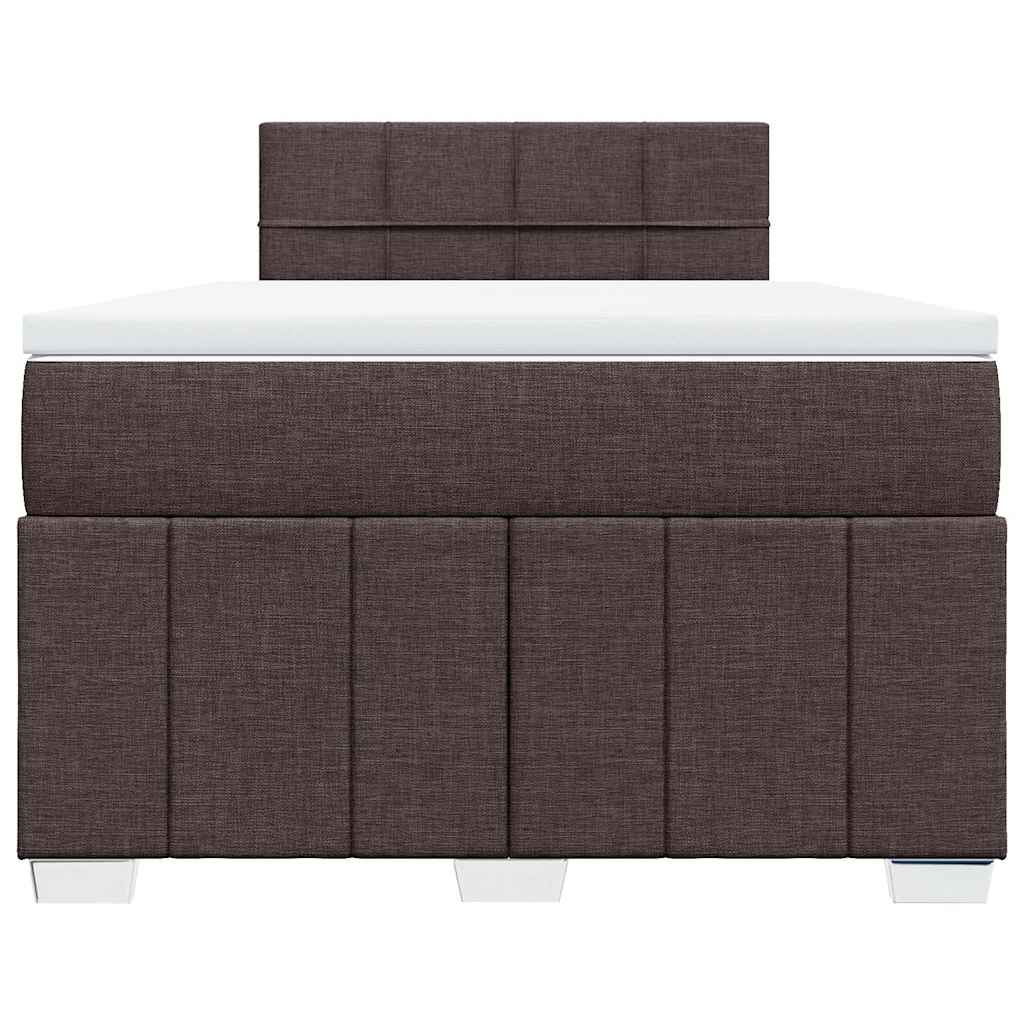 Κρεβάτι Boxspring με Στρώμα Σκούρο Καφέ 120x200 εκ. Υφασμάτινο - Pakobazaar