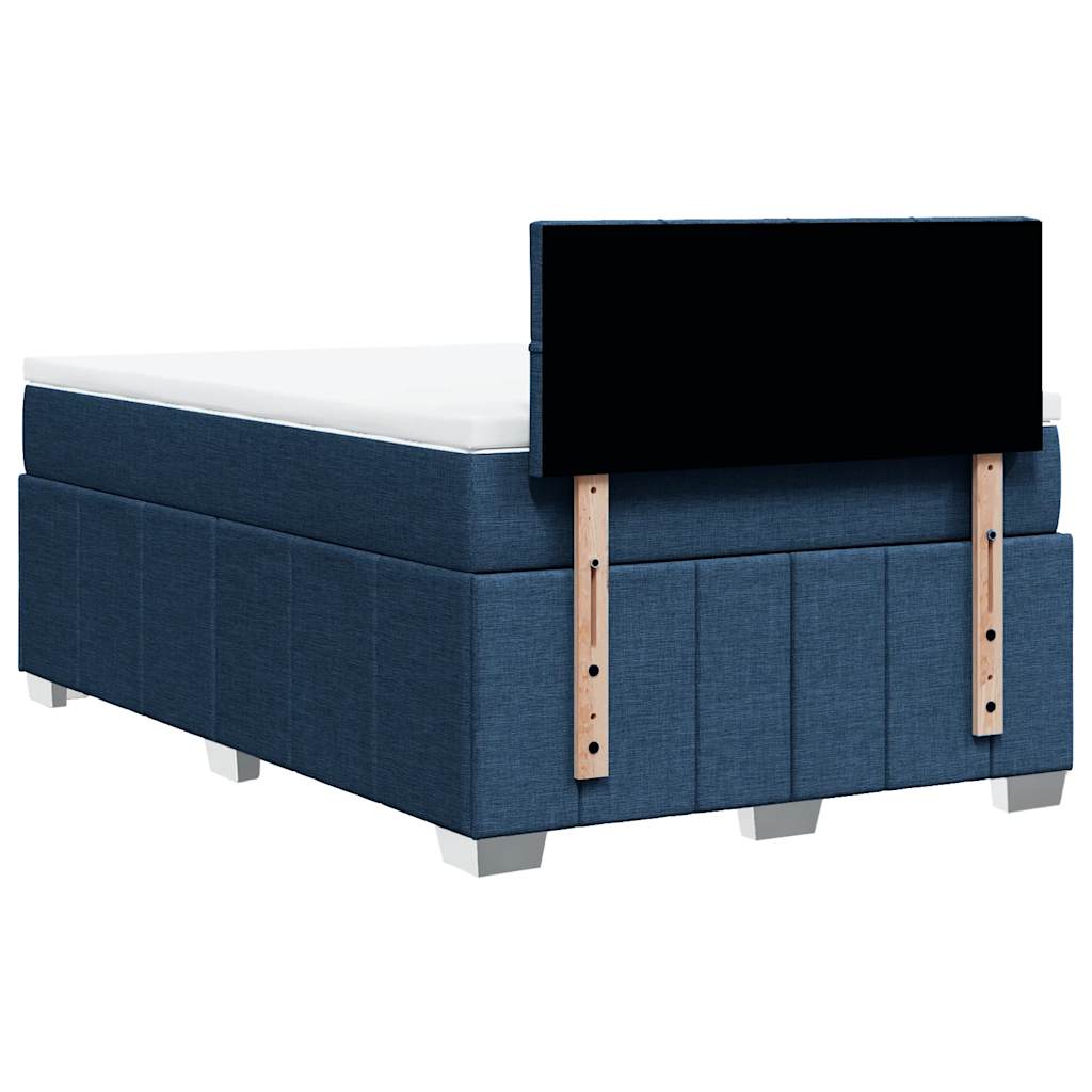 Κρεβάτι Boxspring με Στρώμα Μπλε 120x200 εκ. Υφασμάτινο - Pakobazaar