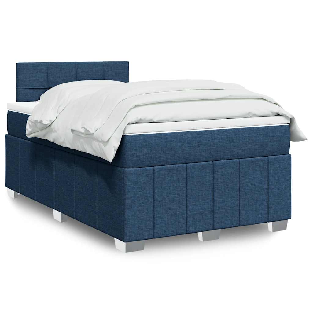Κρεβάτι Boxspring με Στρώμα Μπλε 120x200 εκ. Υφασμάτινο - Pakobazaar